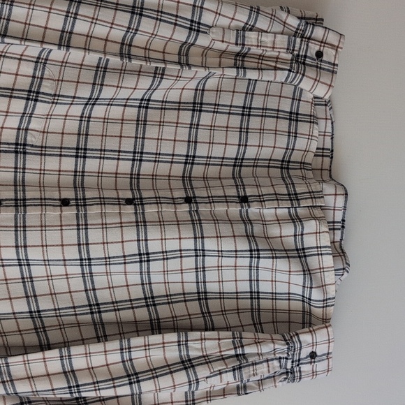 Eddie Bauer Mens XLT 100% Cotton Button Down Shirt Plaid Flannel Cream Western - Picture 2 of 7